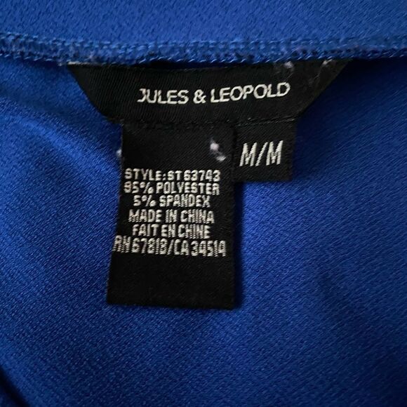 Jules & Leopold Royal Blue Chain Lace-Up Blouse | V-Neck, Roll Tab Sleeves | Siz - Picture 8 of 9